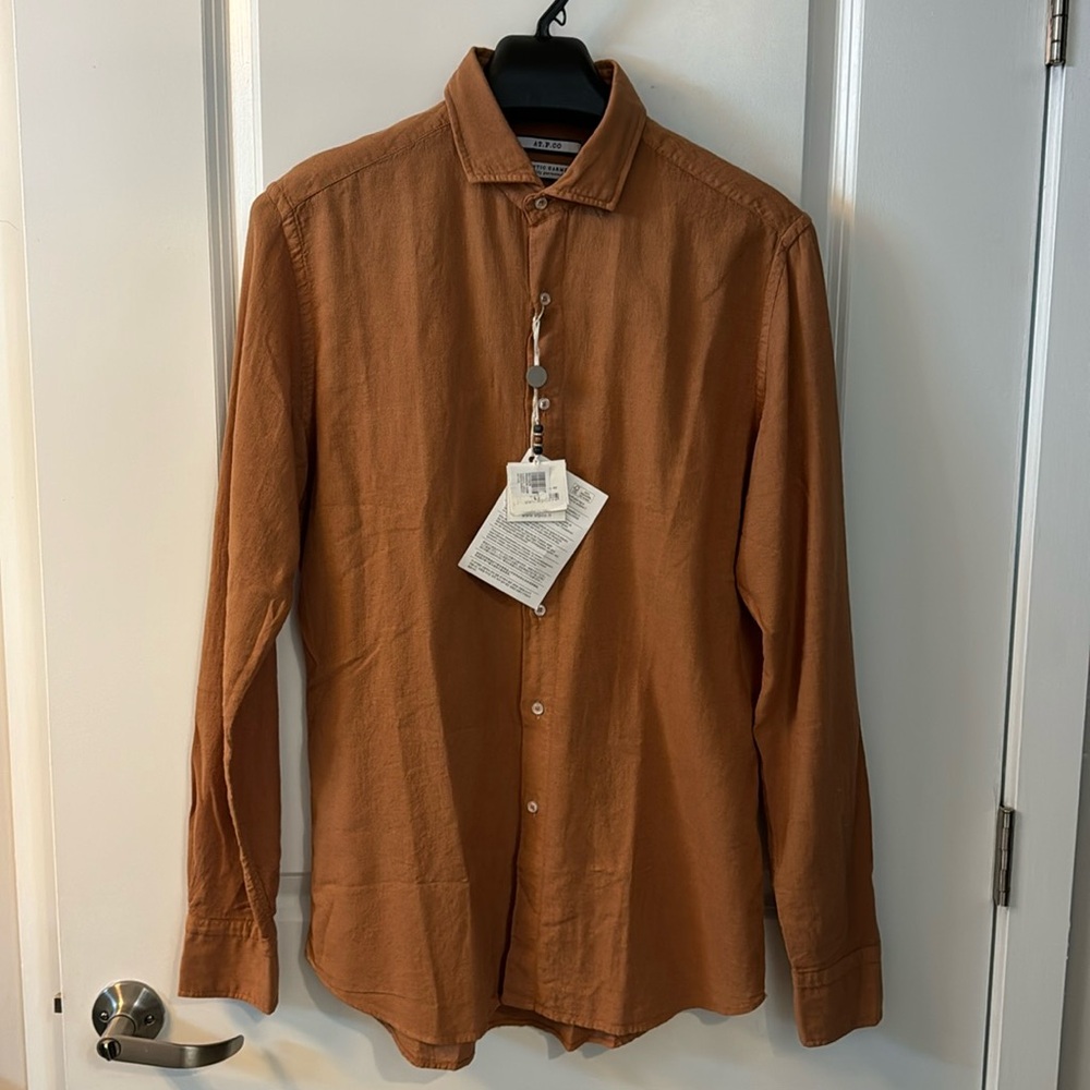 BNWT AT.P.CO Burnt Orange Linen Shirt